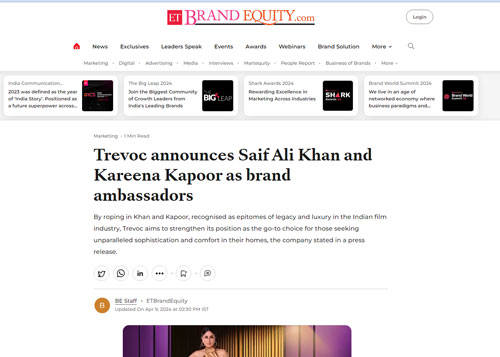 Trevoc announces Saif Ali Khan and Kareena Kapoor as brand ambassadors